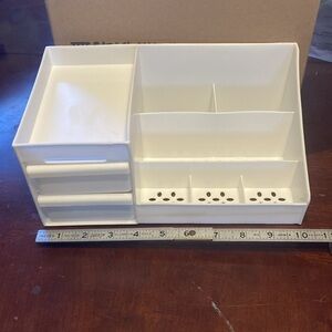 1pc White Drawer Cosmetic Storage Box, Makeup Organizer With Dividers